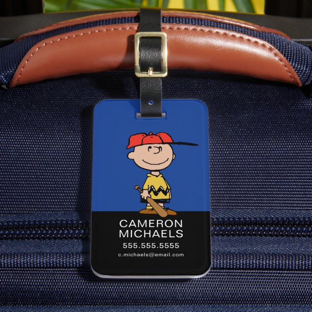 Etiqueta De Bagagem Amendoins | Sorriso Charlie Brown Baseball (Frente Insitu 2)