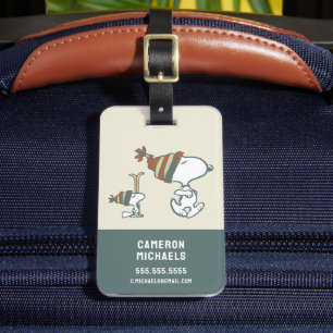 Etiqueta De Bagagem Amendoins Triagem de Esqui de Snoopy & Woodstock