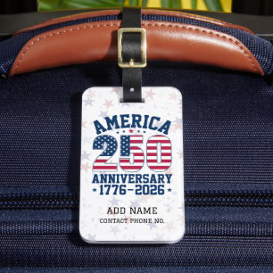 Etiqueta De Bagagem América 250 Aniversário Vermelho & Azul Personaliz