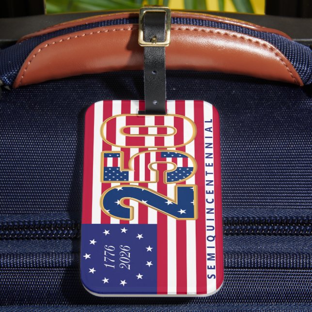 Etiqueta De Bagagem America 250th Semiquincentennial 1776 2026 Us Flag (Frente Insitu 2)