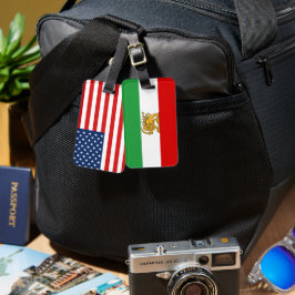 Etiqueta De Bagagem America Iran Country Flags Travel