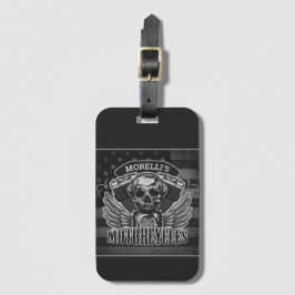 Etiqueta De Bagagem American Biker ADD NAME Skull V-Twin Motocicletas