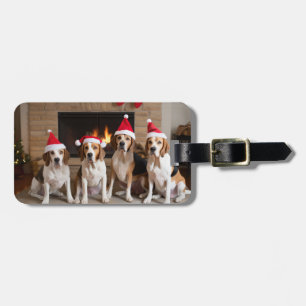 Etiqueta De Bagagem American English Foxhound Lareira Natal