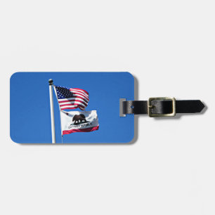Etiqueta De Bagagem American Flag e Flag da Califórnia