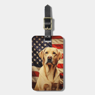 Etiqueta De Bagagem American Flag Labrador