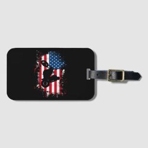 Etiqueta De Bagagem American Flag Motorcycle Funny Sport over