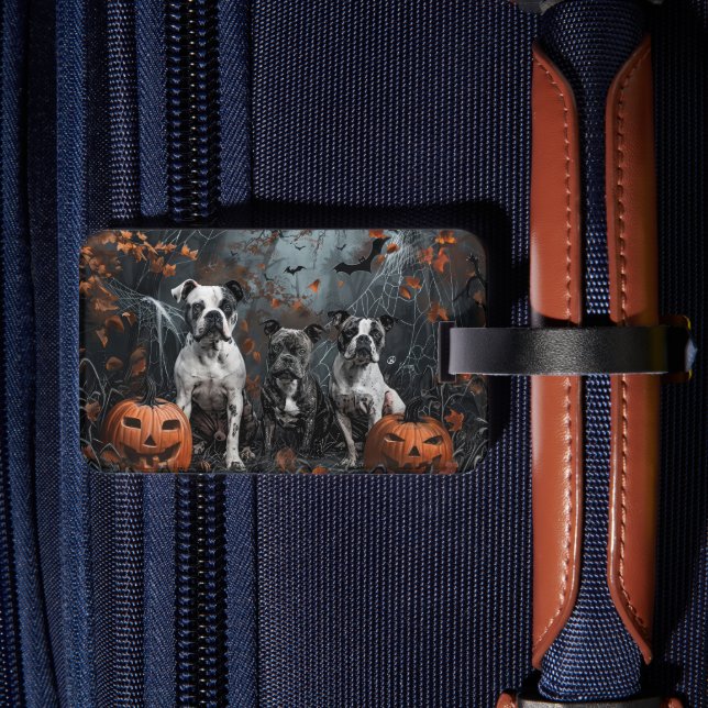Etiqueta De Bagagem American Staffordshire Halloween Night Dogggy (Verso Insitu 2)