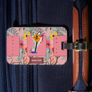 Etiqueta De Bagagem Americano Nativo Ainda Aqui Desenho Floral Persona