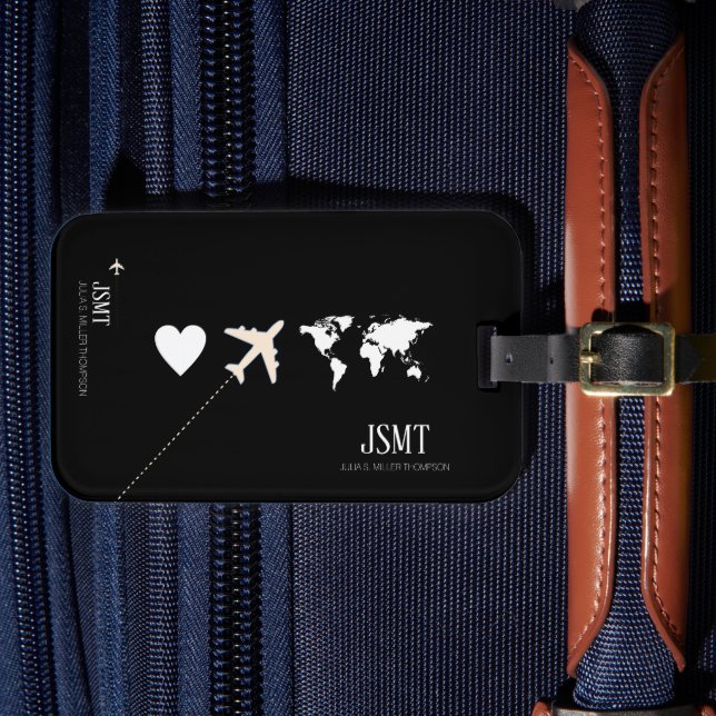 Etiqueta De Bagagem amor ao mundo viagem b/w (Frente Insitu 4)