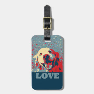 Etiqueta De Bagagem Amor estilizado do golden retriever