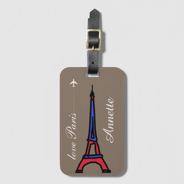 Etiqueta De Bagagem amor Paris (Frente Vertical)