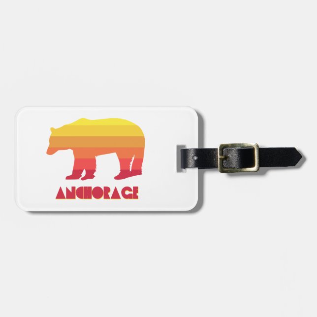 Etiqueta De Bagagem Anchorage Alaska Rainbow Bear (Frente Horizontal)