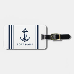 Etiqueta De Bagagem Âncora Azul Marinho Barco Náutico Personalizado