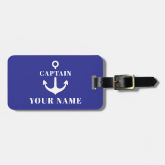 Etiqueta De Bagagem Âncora Azul Nome do Capitão Personalizado