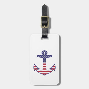 Etiqueta De Bagagem Âncora personalizada da bandeira americana náuti
