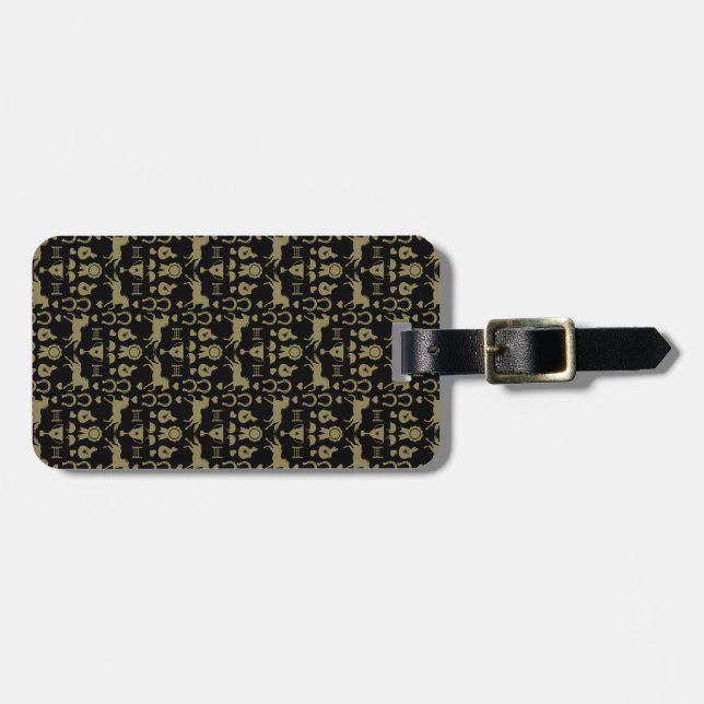 Etiqueta De Bagagem Anel Horseback Dourado (Frente Horizontal)