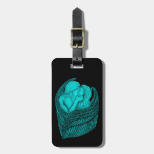 Etiqueta De Bagagem Angels Kissing, Design preto e verde