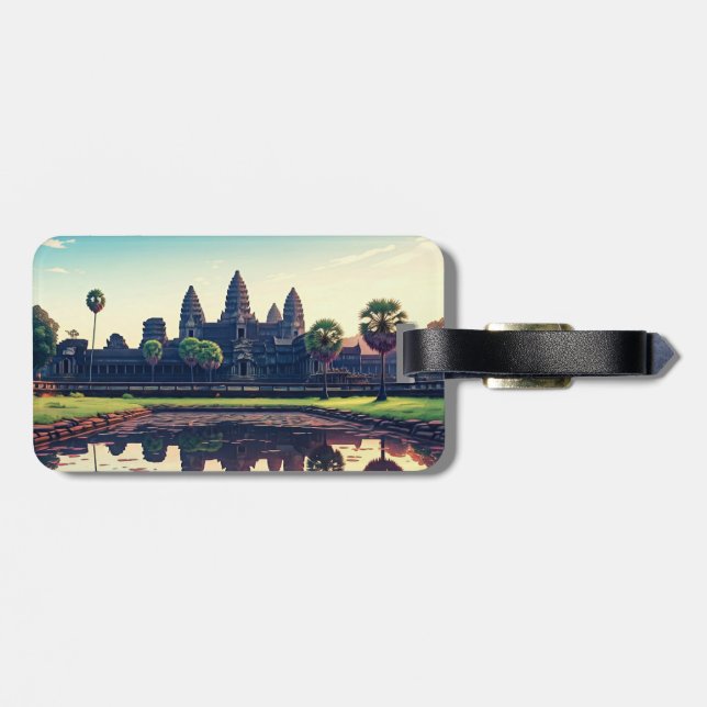 Etiqueta De Bagagem Angkor Wat Cambodja no amanhecer (Traseira Horizontal)