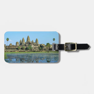 Etiqueta De Bagagem Angkor Wat e reflexo no lago - Camboja