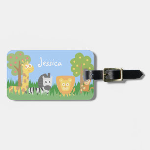Etiqueta De Bagagem Animais de Safari Fofos Coloridos Personalizados p