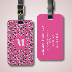 Etiqueta De Bagagem Animal Print rosa leopardo