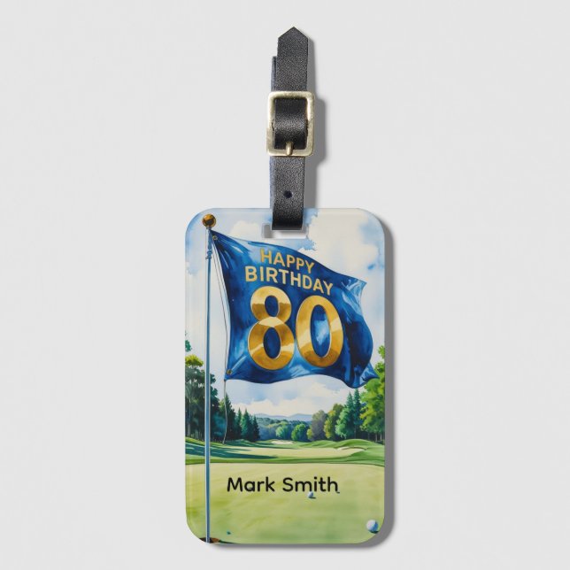 Etiqueta De Bagagem Aniversário do 80 de Golfe (Frente Vertical)