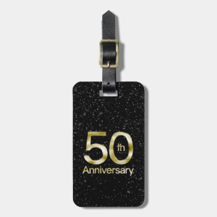 Etiqueta De Bagagem Aniversário Glam do ouro 50th