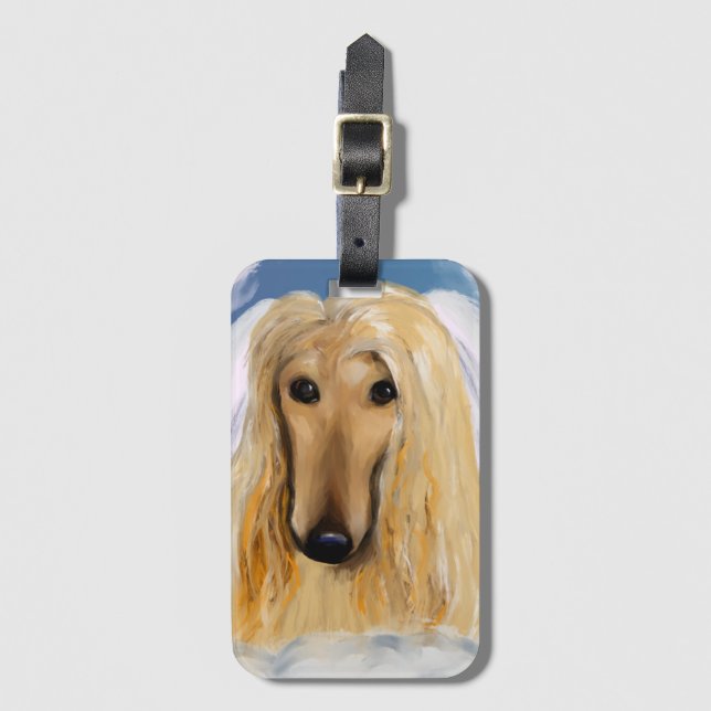 Etiqueta De Bagagem Anjo Afghan Hound    (Frente Vertical)