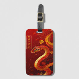 Etiqueta De Bagagem Ano do Cobra Vermelho e Dourado