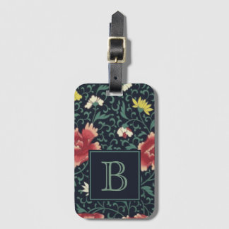 Etiqueta De Bagagem Antigo Floral Monograma Bonito Vintage