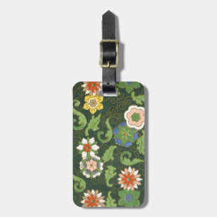 Etiqueta De Bagagem Antigo Padrão Chinês de Cloisonné: Jade Verde