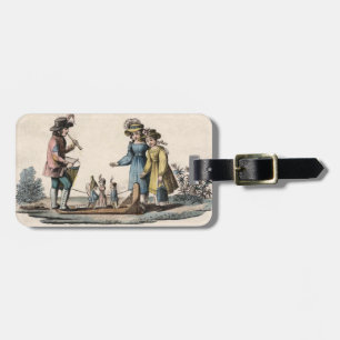 Etiqueta De Bagagem Antigos Filhos de Fantoche Mostram Dança