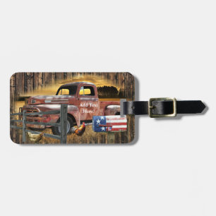 Etiqueta De Bagagem Antique Red Truck Vintage Red Truck Farm Truck
