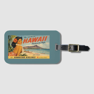 Etiqueta De Bagagem Anúncio de Viagem Havaiano em Estilo Vintage