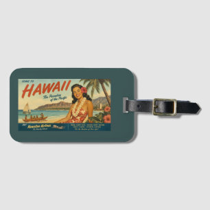 Etiqueta De Bagagem Anúncio de Viagem Havaiano em Estilo Vintage