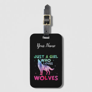 Etiqueta De Bagagem Apenas Uma Menina Que Ama A Aquarela Dos Lobos