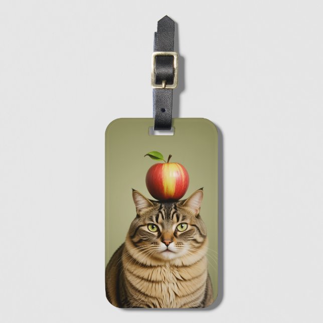 Etiqueta De Bagagem Apple Cat (Frente Vertical)