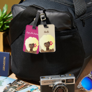 Etiqueta De Bagagem Aprecie o Tag da viagem, o cor-de-rosa & o bege da