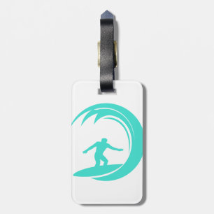 Etiqueta De Bagagem Aqua Turquoise; Blue Green Surfing