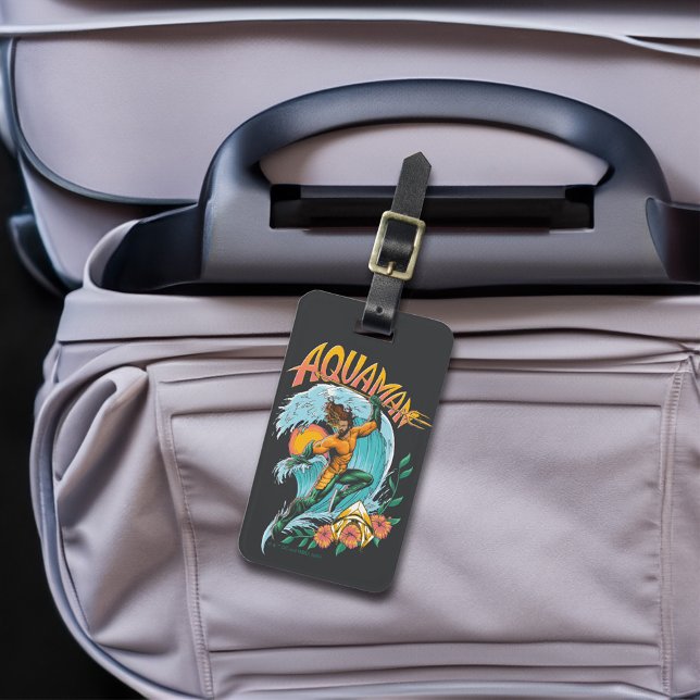 Etiqueta De Bagagem Aquaman e Trident Ascensão Graphic (Luggage tag on top of bag)