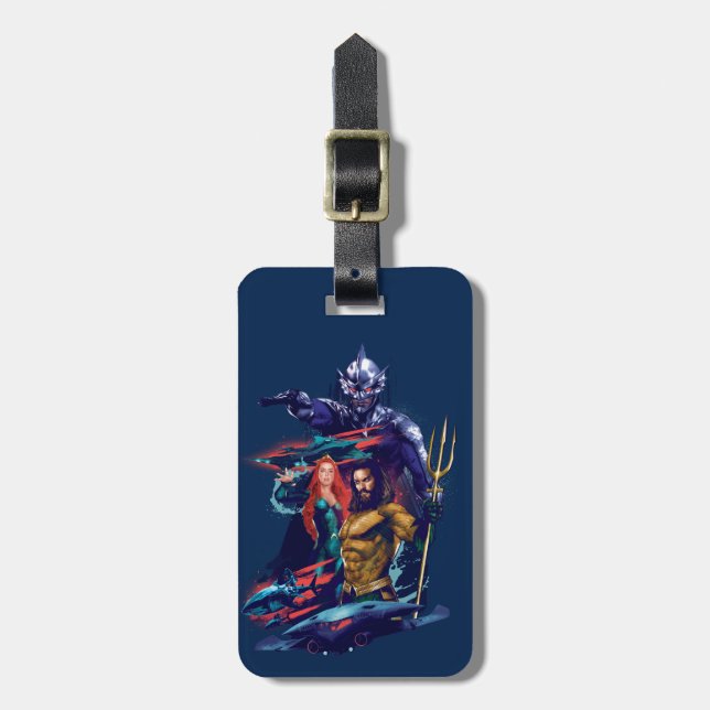 Etiqueta De Bagagem Aquaman| King Orm Versus Mera & Aquaman (Frente Vertical)