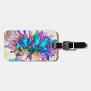 Etiqueta De Bagagem Aquarela Atormentada Rainbow Cactus Dahlia