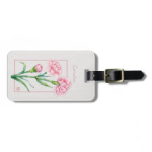 Aquarela Botânica de Cravo Rosa com Nome Personali