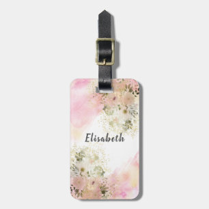 Etiqueta De Bagagem Aquarela Cana-de-bico-branca, floral personalizado