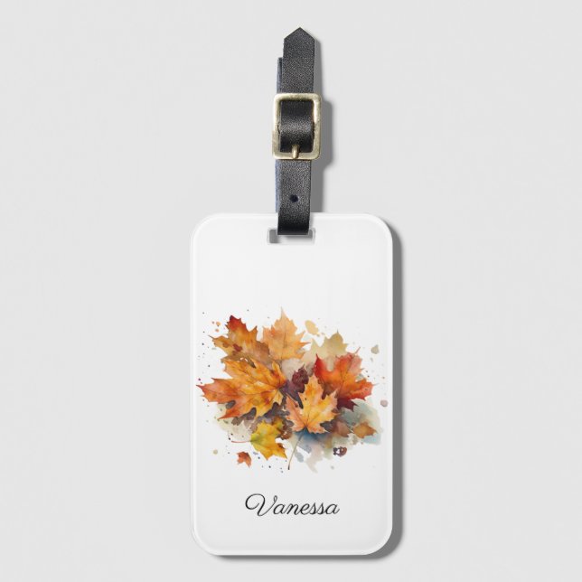 Etiqueta De Bagagem Aquarela de Mapeamento de Outono Vibrante, persona (Frente Vertical)