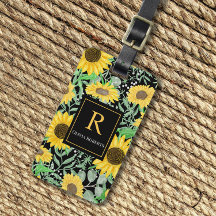 Aquarela Girassóis em Monograma Negro