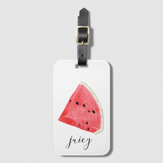 Etiqueta De Bagagem Aquarela Juicy Watermelon Wedge (Frente Vertical)