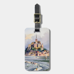 Etiqueta De Bagagem Aquarela Mont Saint Michel França Viagem Vintage