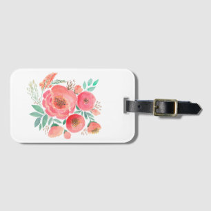 Etiqueta De Bagagem Aquarela, rosas.