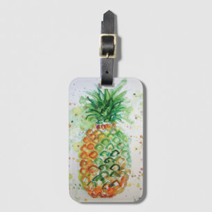 Etiqueta de Bagagem Aquarela Tropical Abacaxi Lara